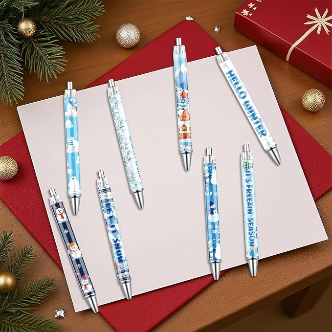 Hello Winter Ballpoint Pens -36 Pcs Polar Bear Snowman Penguin Pens Set Retractable Smooth Writing Pen Bulk Gifts for Men Women Office Classroom Home Bookish Students Teacher Christmas Gift