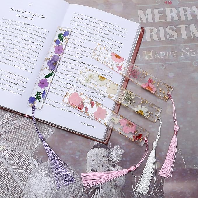 Kaluofan 3PCS Cute Bookmarks for Women, Durable Handmade Resin Bookmarks for Mothers, Teachers, Friends, Book Lovers on Mother's Day, Teachers' Day, Christmas