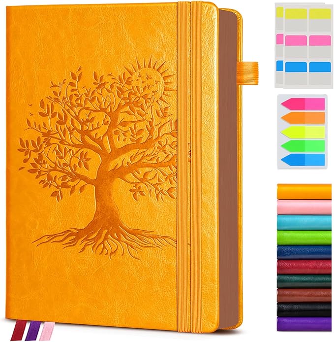 Vintage Leather Journal - 300 Page Lined Journal Notebook with Numbered Pages,A5 Notebook for Women Men,Travel Diary,Daily Journal for Writing, Note Taking, School & Work (5.8" x 8.3")