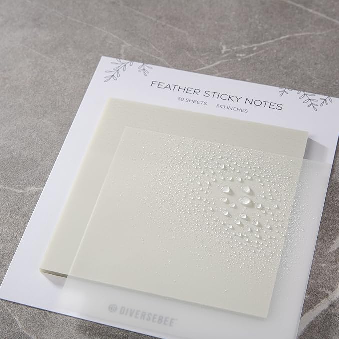 DiverseBee 50 Sheets Pastel Transparent Sticky Notes, 3x3” Clear Sticky Tabs, Translucent Page Flags Book Markers Stickers, Planner Accessories, Bible Journaling Study Office School Supplies (Feather)