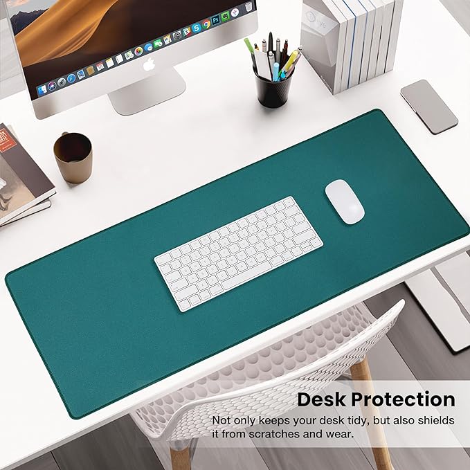 ALOANES Waterproof Mouse Pad, XXXL Gaming Keyboard Pad with Anti-Slip Base, Grain Jacquard Surface, Extend Desk pad for Gamer, Office & Home, Green Mousepad 40cm x90cm x0.3cm