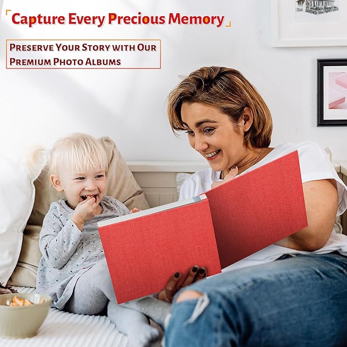 Photo Album Self Adhesive Scrapbook,60 Pages Large Photo Book for 4x6,5x7,8x10 Pictures,DIY Album for Baby Wedding Family Travel Birthday,with Metallic Pen and Scraper