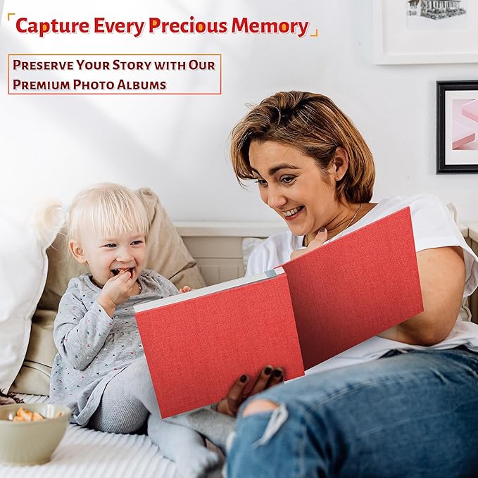 Photo Album Self Adhesive Scrapbook,120 Pages Large Photo Book for 4x6,5x7,8x10 Pictures,DIY Album for Baby Wedding Family Travel Birthday,with Metallic Pen and Scraper