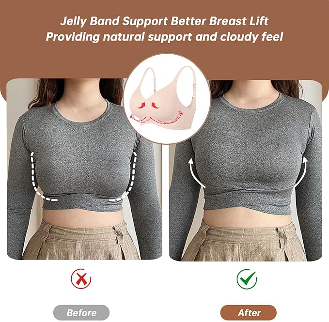 OEAK Womens Wireless Bras Comfortable Push Up Bra No Underwire Bra Full Support Lift Bralette Everyday Seamless Tshirt Bras