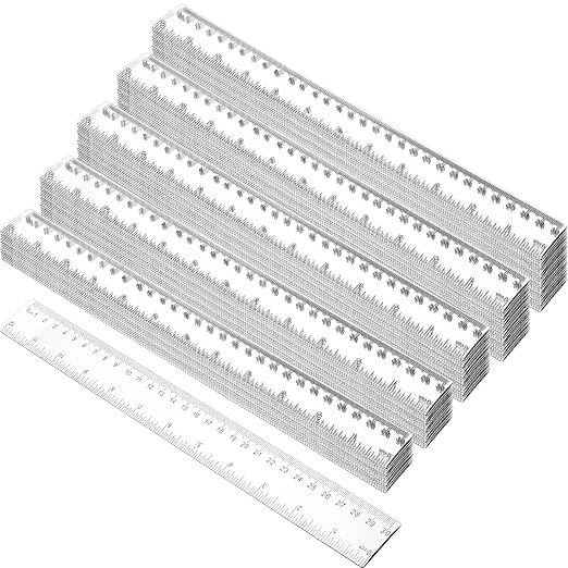Zonon 500 Pieces 12 Inch Ruler Bulk Clear Plastic Flexible Straight Metric Rulers with Centimeters and Inches Drafting Measuring Tool for Classroom School Students Education