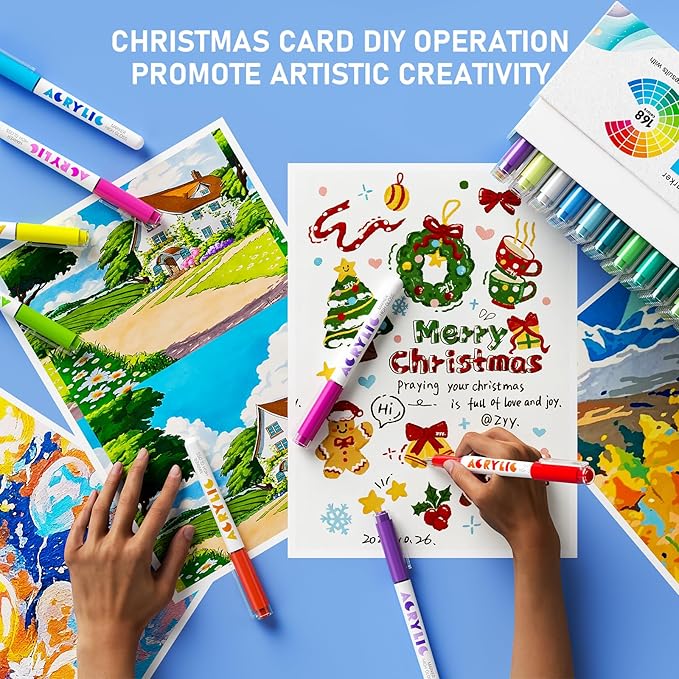 168 Colors Acrylic Paint Markers, Acrylic Ballpoint Pens Bullet Tip 1.0 mm, High Gloss Gel Pens, Non-Bleed Ink, Odorless, Quick-Drying, Smoothly for Detail Work, Writing, Doodling, Note taking