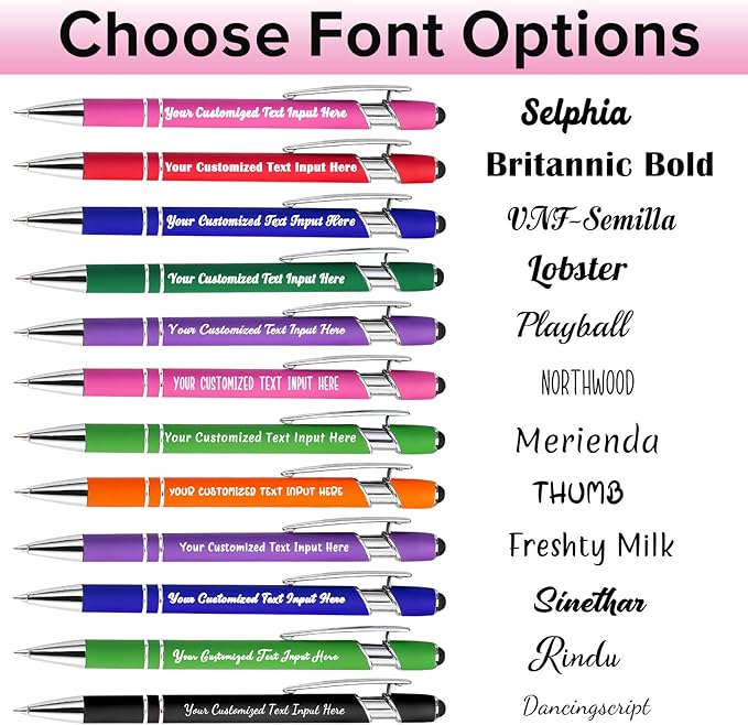 50-500 Pcs Personalized Ballpoint Pen Custom Pens Free Engraved Bulk with Name Logo Soft Black Ink Stylus with Touch Metal Office Gift for Anniversaries Graduations Birthdays