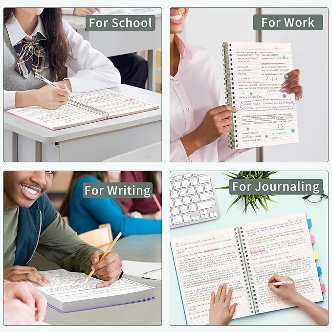 AHGXG Spiral Notebook - A5 Notebook College Ruled, Small 5.7" X 8.22", 300 Pages/150 Sheets Thick Notebook Journal, 100GSM Lined Paper, Plastic Hardcover, for Work Office School Writing Notes, Green