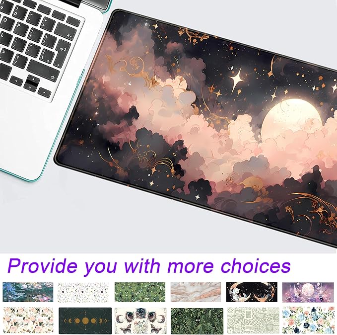 Black Pink Clouds Desk Mat Cute Desk Pad XL Large Extended Mouse Pad Gaming Celestial Mousepad Desk Matt for Desktop, Computer Keyboard and Mouse Mat for Women Office Decor Accessories 31.5x11.8 in