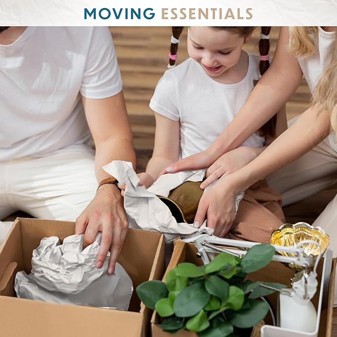 Packing Paper Sheets for Moving - 640 Sheets, Blank Newsprint Paper Sheets for Wrapping, Shipping, Arts & Crafts - Bulk Protective for Box Filler, Cushioning & Protecting Fragile Items - 12x17