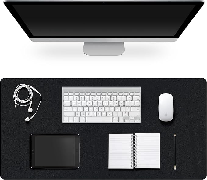 Leather Desk Pad Protector,Non-Slip Desk Pad,on-Slip PU Leather Large Mouse Pad,Easy Clean Desk Protecor Mat,Writing Pad for Office Work/Home/Decor(Black, 47.2" x 17")