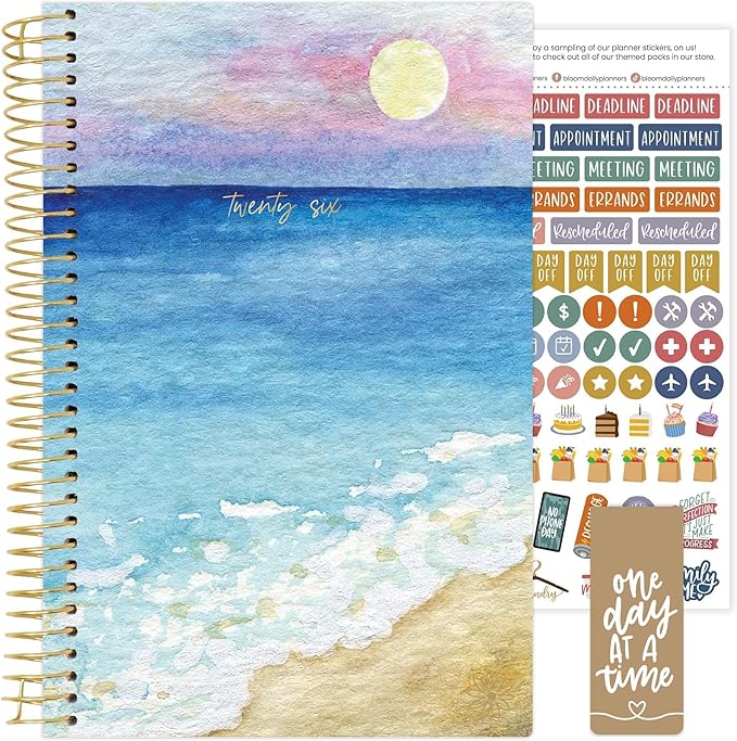 bloom daily planners 2026 Planner (January - December) Calendar Year Organizer - 5.5” x 8.25” - Weekly & Monthly Agenda Book with Stickers & Bookmark - Coastal Calm