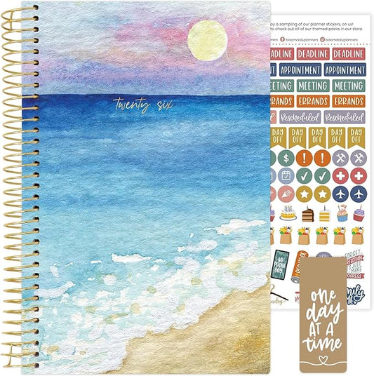 bloom daily planners 2026 Planner (January - December) Calendar Year Organizer - 5.5” x 8.25” - Weekly & Monthly Agenda Book with Stickers & Bookmark - Coastal Calm