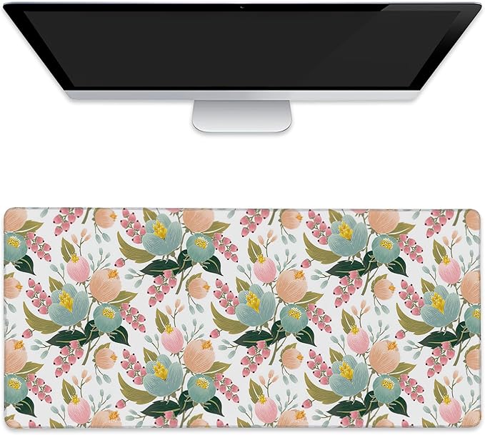 Large Mouse Pad Spring Flowers Extended Gaming Mouse Pad Desk Mat Stitched Edges Mousepad Non-Slip Rubber Base Keyboard Pad for Laptop Computer PC 35.4 x 15.7 inches