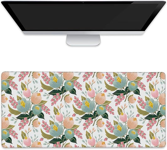 Large Mouse Pad Spring Flowers Extended Gaming Mouse Pad Desk Mat Stitched Edges Mousepad Non-Slip Rubber Base Keyboard Pad for Laptop Computer PC 35.4 x 15.7 inches