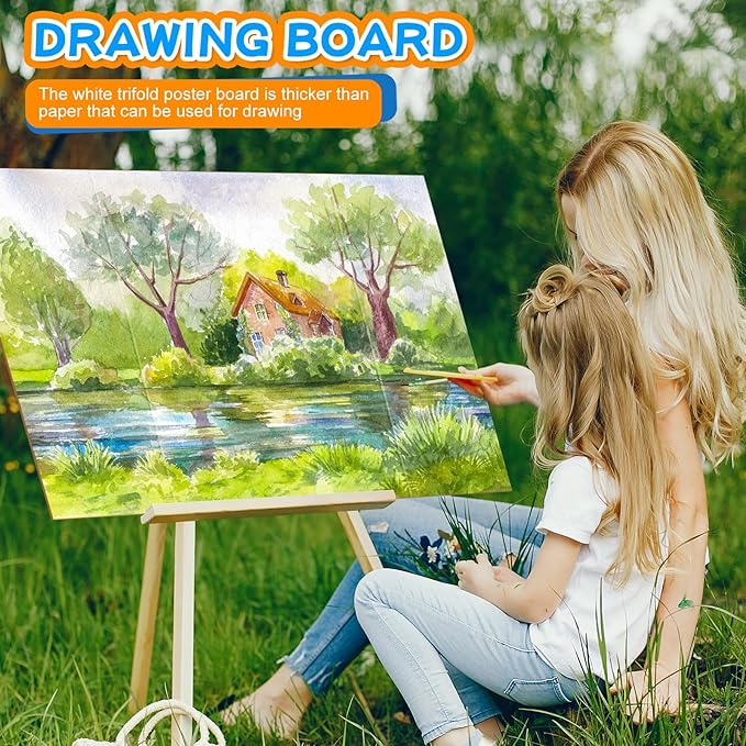 WinTS 6 Packs 36" x 48" Trifold Poster Board White TriFold Poster Boards Corrugated Presentation Board Large&Sturdy Foldable Poster Board for Presentations,School Projects,Science Fair