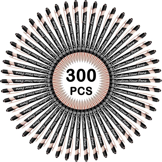 Amlion Personalized Custom Pens with Name Engraved Logo Text,300 Customized Writing Stylus Pen Promotional Item Gift for Men Women Office Business Wedding-Black