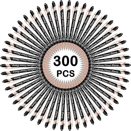 Amlion Personalized Custom Pens with Name Engraved Logo Text,300 Customized Writing Stylus Pen Promotional Item Gift for Men Women Office Business Wedding-Black