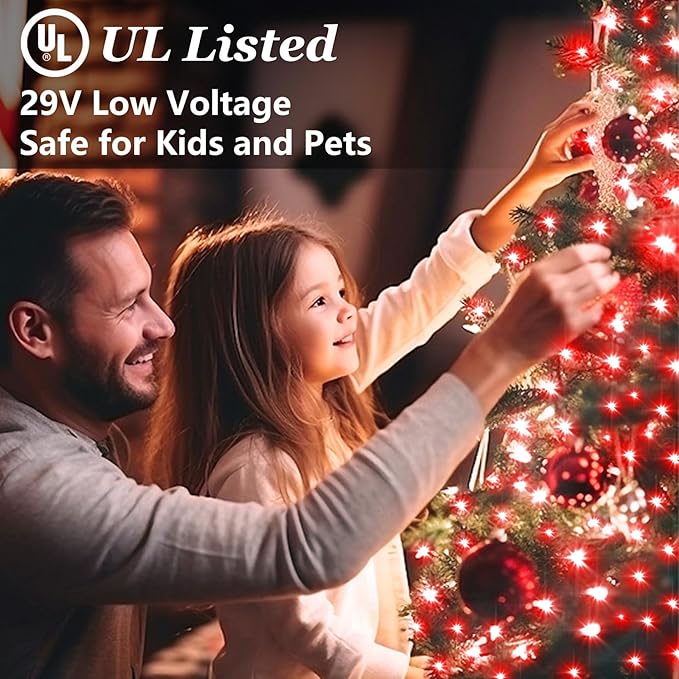 1500 LED 470FT Christmas Lights Outdoor, Christmas String Fairy Lights with Timer & Memory, Waterproof 12 Modes Dimmable Twinkle Tree Lights for Home Patio Wedding Party Yard Xmas Decorations, Red