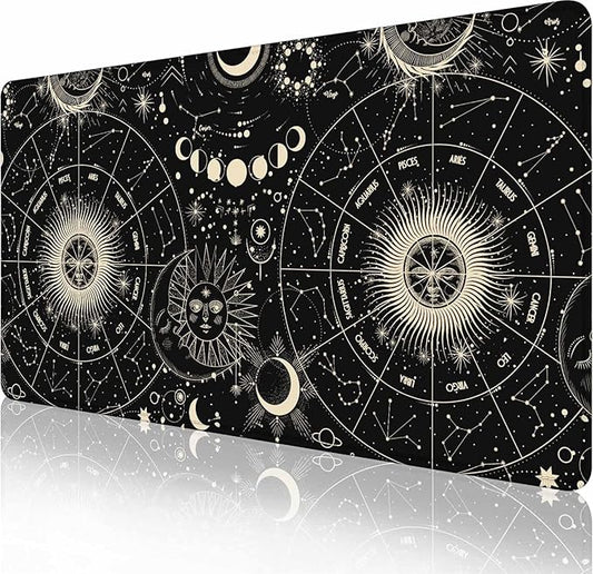 Moon Phases Desk Mat Mouse Pad Large Desk Pad Desk Mats On Top of Desks Laptop Computer Keyboard Mouse Mat Full Desk Gaming Mousepad XXL 31.5X15.7 inch Deskpad Deskmat Cute Desk Accessories