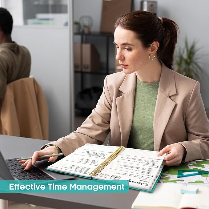 2026 Planner, Weekly and Monthly Calendar Planner, January 2026 - December 2026, Hardcover 2026 Calendar Planner Book with Tabs For Women & Men, Inner Pocket, Spiral Bound, Perfect for Office Home School Supplies - A4 (8.5" x 11"), Aquamarine