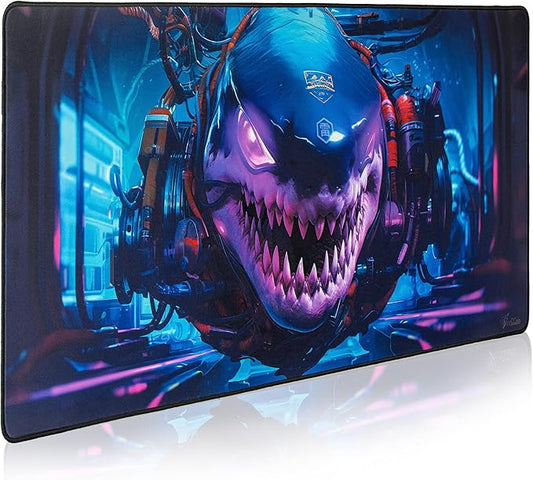 GUNMJO Shark Extended Gaming Mouse Pad, Ultra-Smooth Surface for Pixel-Precise Mouse Control, Durable Anti-Fray Stitching, Non-Slip Rubber Base, for Gamer, Office & Home, Light & Portable