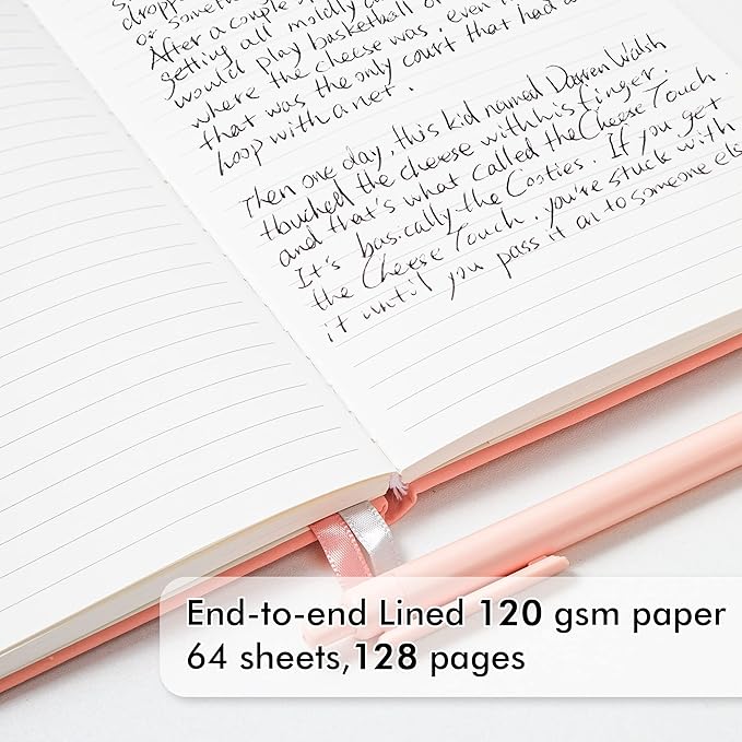 feela 3 Pack Hardcover Notebook For Women, Classic Ruled Lined Journal Set School Business Supplies, with 3 Black Pens, 120 GSM, 5.1”x8.3”, A5, Pastel Colors, Light Yellow, Light Pink, Pale Orange