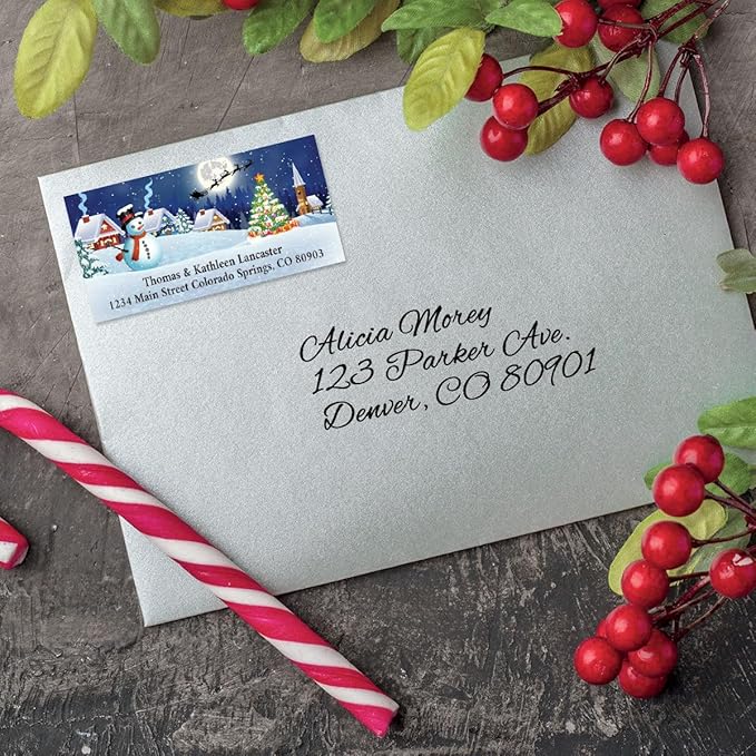 Christmas Night Personalized Christmas Address Labels - Set of 144, Self-Adhesive, Flat-Sheet Labels, by Colorful Images