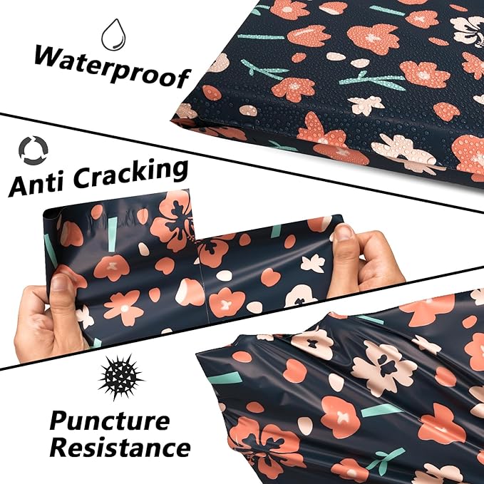 Poly Mailers 6x9 Inch 100 Pcs - Tulip printed Shipping Bags, 2.4mil Thickness, Waterproof and Tear Resistant Mailing Envelopes, Self-Sealing Packaging Bags for Small Business