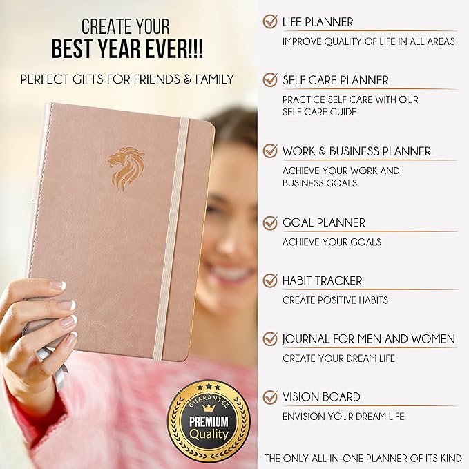 Hourly Planner - Undated Daily, Weekly & Monthly Planner with Budget Section | A 12 Month Journey to Increase Productivity & Happiness | Life Organizer & Gratitude Journal - Vertical Format