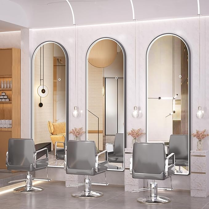 Hasipu 65" X 24" Full Length Mirror with Lights, Black Frame Arch Led Mirror Full Length and 3 Colors Temperatures & Brightness Adjustable,Light Up Mirror Full Body for Bedroom Cloakroom Living Room