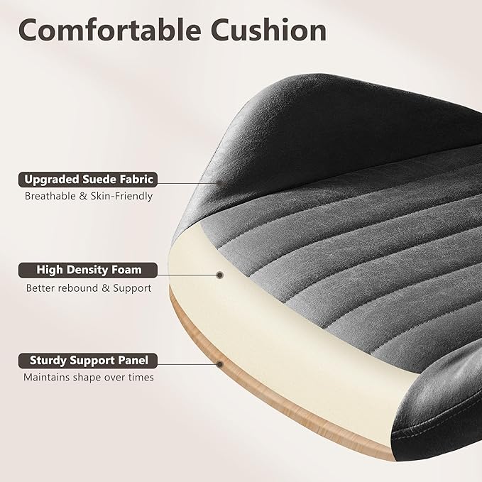 Mid Century Modren Office Chair - High Back Swivel Executive Chair with Lumbar Support,Ergonomic Computer Desk Chair with Wheels,Faux Lether Suede Task Chair,350lbs (Grey, High Back)