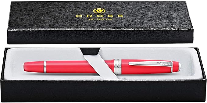 Cross Bailey Light Refillable Rollerball Pen Presented in a Everyday Gift Box - Medium Point, Black Ink, Polished Coral