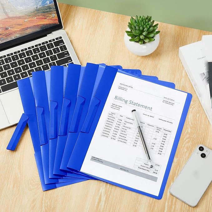 Maitys 25 Pack Clear Report Covers with Clip 11.4 x 9 Inch Presentation Folders Transparent Front Cover Portfolio Folder Resume Folder Interview Report Folders for Letter Size(Blue)