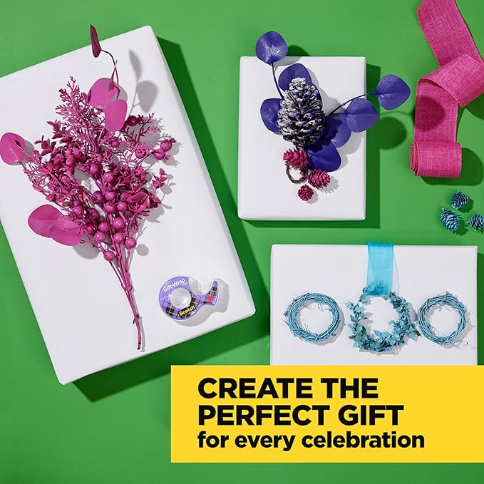 Scotch Gift Wrap Tape with Scotch Desktop Dispenser, 6 Rolls of 3/4" x 1000" Each Plus 1 Desktop Tape Dispenser, Great for Gift Wrapping