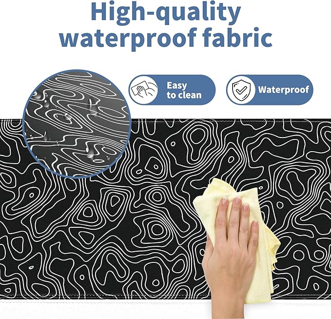 Black Map Gaming Mouse Pad Large Desk Mat Extended Keyboard Mouse Pad XL Mousepad with Non-Slip Base and Stitched Edge Black Mouse Mat Desk Pad 31.5 X 11.8 in Mouse Pads for Desk Gaming Home Office