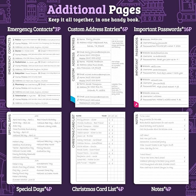 Address Book with Colorful Alphabetical Tabs (4.7" X 6.2") – Telephone Address Contact Book for Seniors, Address Book with Space for Website Address and Internet Passwords (Royal Purple)