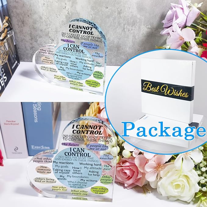 Ewong Things I Can Control Mental Health Decor, Acrylic Heart Sign for Therapist Office, School Counselor, Psychologist Room Art Decoration, Therapy Desk Plaque for Bedroom Classroom (Blue)