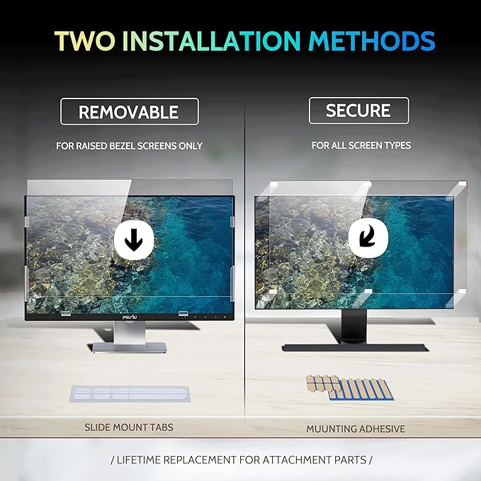 [2 Pack] 18.5 Inch Privacy Screen for Computer Monitor 16:9 Aspect Ratio, Eye Protection Anti Blue Light Glare Shield, 18.5inch Removable Black Blackout Anti Spy Desktop Security Private Filter