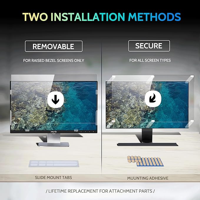 [2-Pack] 24 Inch Privacy Screen for Computer Monitor 16:9 Aspect Ratio, Eye Protection Anti Blue Light Glare Shield, 24inch Removable Black Blackout Anti Spy Desktop Security Private Filter