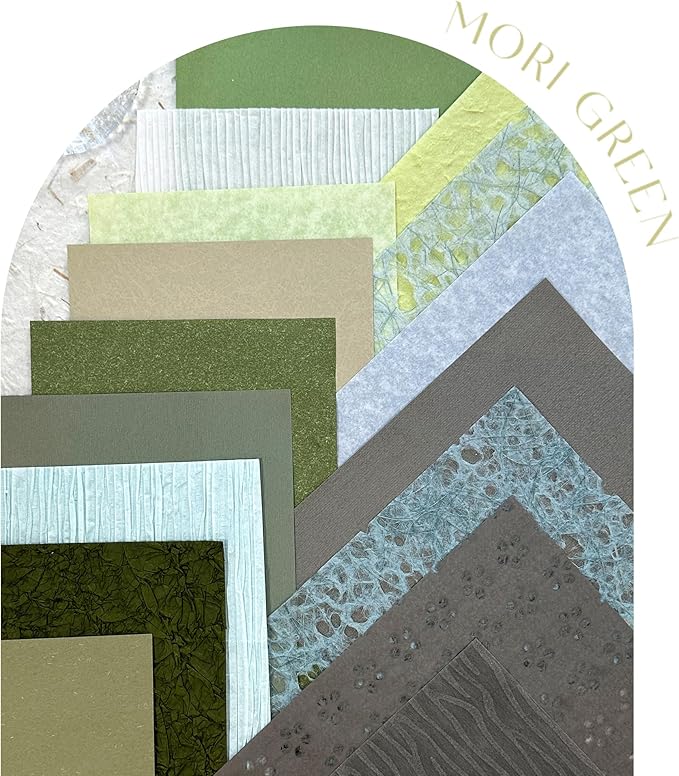 Aromoty 30 sheets A5 Unique Textured Scrapbook Paper&Mesh Fabric set - Handmade Craft Mulberry Special Paper Mix for Scrapbooking Junk Journaling Supplies Card DIY Materials Collage, 5.8x8.2 Inches