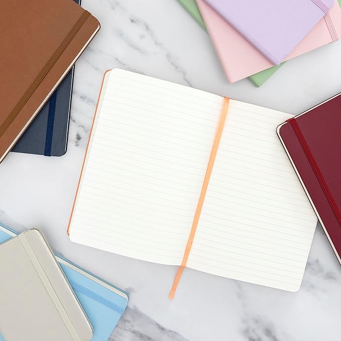 PAPERAGE Lined Journal Notebook, 3 Pack, (Burgundy), 160 Pages, Medium 5.6 in x 8 in - 100 GSM Thick Paper – Hardcover Journaling Notebook for Work, School & Note Taking