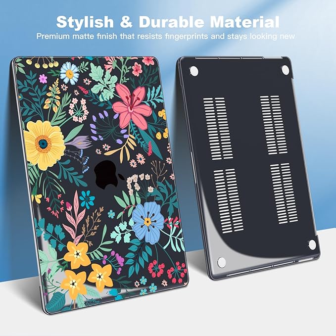Teryeefi for MacBook Pro 13 Case 2022 2021 2020-2016 Release A2338 M2/M1 A2251 A2289 A2159 A1989 A1706, Laptop Hard Shell with Keyboard Cover & Trackpad Film & Type C Adapter, Colorful Floral 136