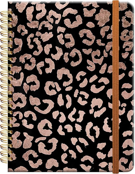 Ruled Spiral Writing Notebook,A5 Hardcover Lined College Journal for Women Lady Girl,Fashion Strong Twin-Wire Binding with Premium Paper,8.4" X 6",Perfect for School,Office,Home Gifts(Rose Gold