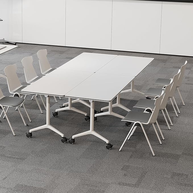 Folding Conference Room Tables 6 Pack, Foldable Modern Mobile Meeting Table Desk Training Table 6FT Large Rolling OfficeTable for Conference Training Classroom (2, 55" * 23.6" * 29.5")
