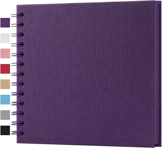 potricher 7 x 7 Inch DIY Scrapbook Album 40 Pages Hardcover Kraft Paper Scrap Book Photo Albums Memory Book for Wedding and Anniversary Family (Purple, 7 Inch)