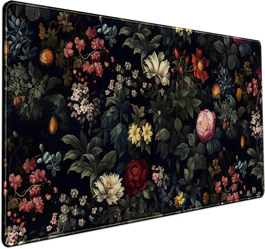 Black Vintage Desk Pad - Large Mouse Pad & Laptop Keyboard Mat - Non-Slip Base - 31.5 x 15.8 in - Gaming & Office Desk Decor