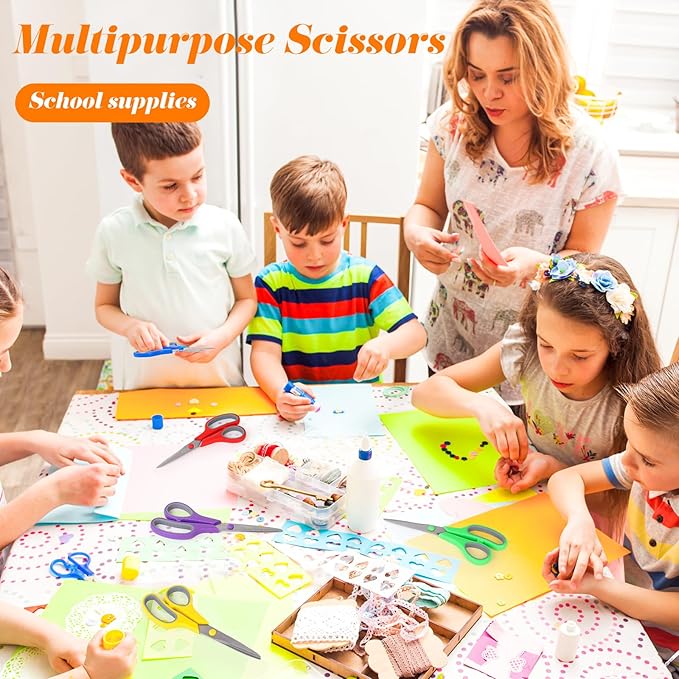 Scissors Bulk Set of 24-Pack, Taotree 8" Scissors All Purpose Comfort Grip Sharp Shears for Office School Supplies, High/Middle School Student Teacher Home Art Craft Sewing Fabric, Scrapbook Supplies