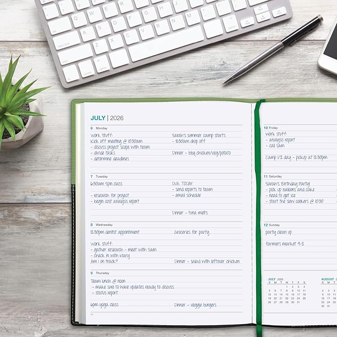 2026 Planner Calendar, 8"x10" : Includes 14 Months (November 2025 - December 2026) / 2026 Weekly Planner/Weekly Agenda/Monthly Calendar Organizer (Green/Black)