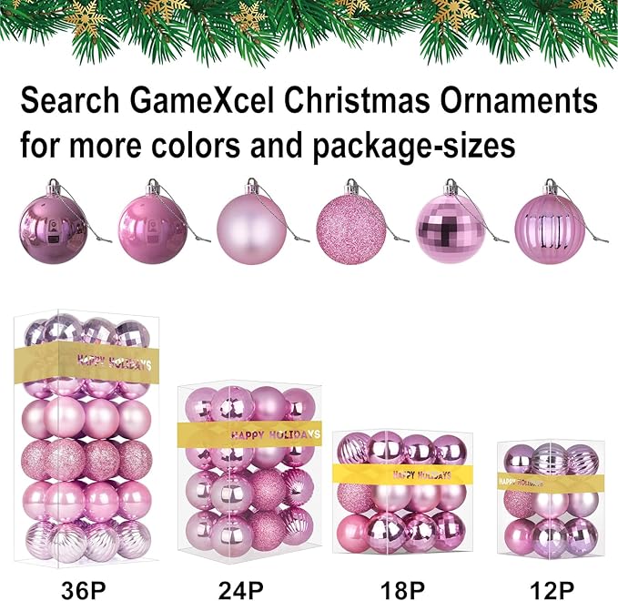 Bubblegun Pink 4.0" Large Christmas Balls - Christmas Tree Decoration Ornaments Shatterproof Hanging Balls for Birthday Halloween Holiday Wedding Decorations Set of 4pcs